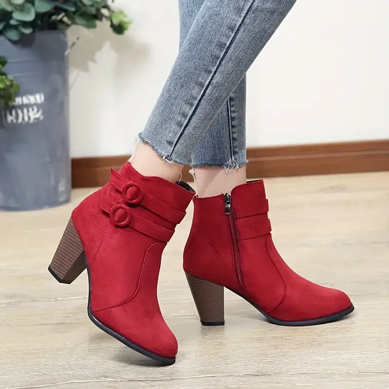 Chic Women's Rhinestone Block Heel Chelsea Boots