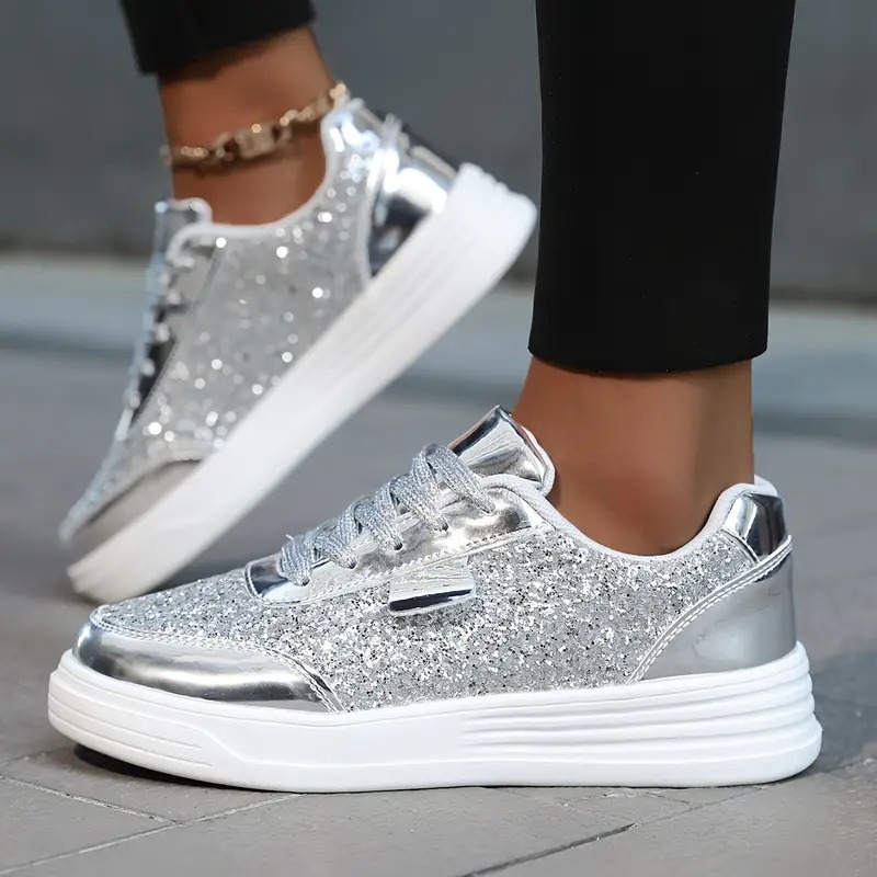 Sequined Flat-soled Casual Sneakers