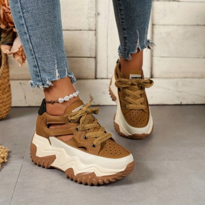 Women's Casual Lace-Up Platform Sneakers