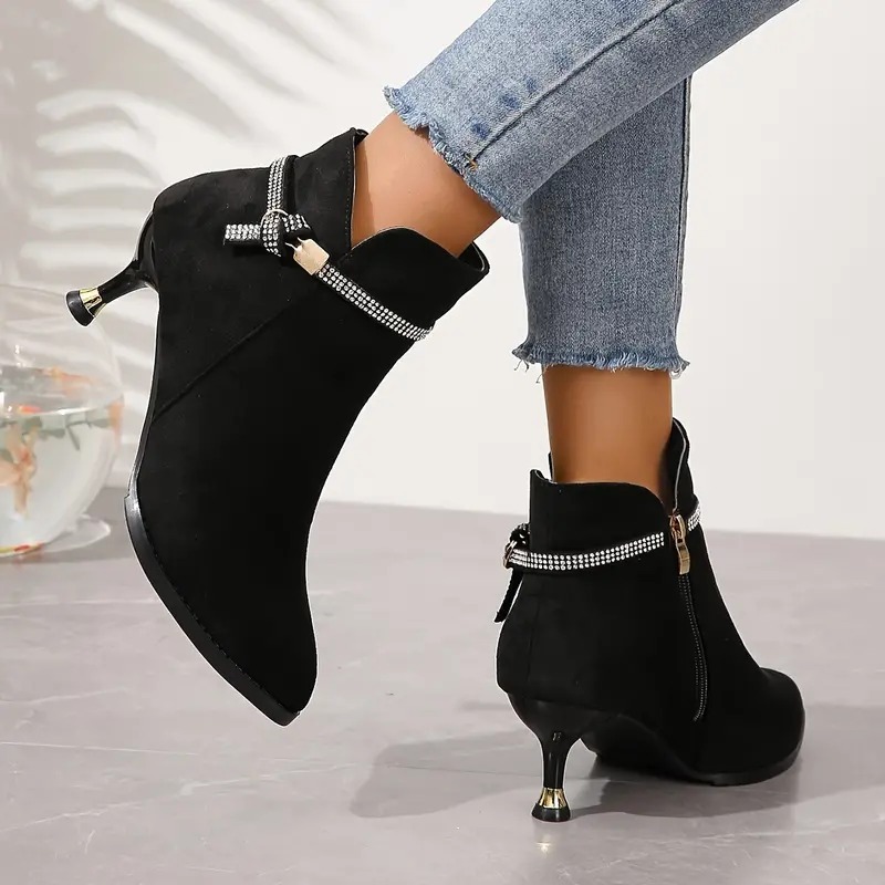 Dazzling Rhinestone Stiletto Heeled Boots