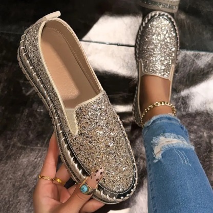 Women's Elegant Sequin Slip-On Loafers