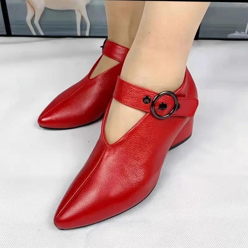 Leather Solid Color Versatile Sexy High Heels