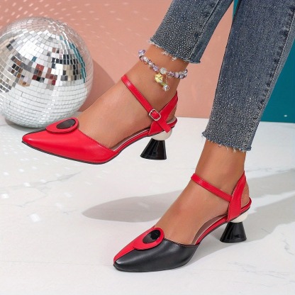 Women's Color Block Pointed Toe Heels