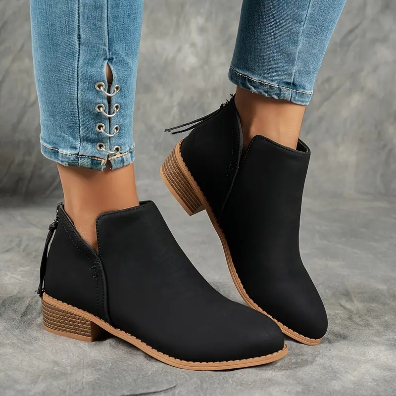 Women's Back Zipper Ankle Boots – Flawzy