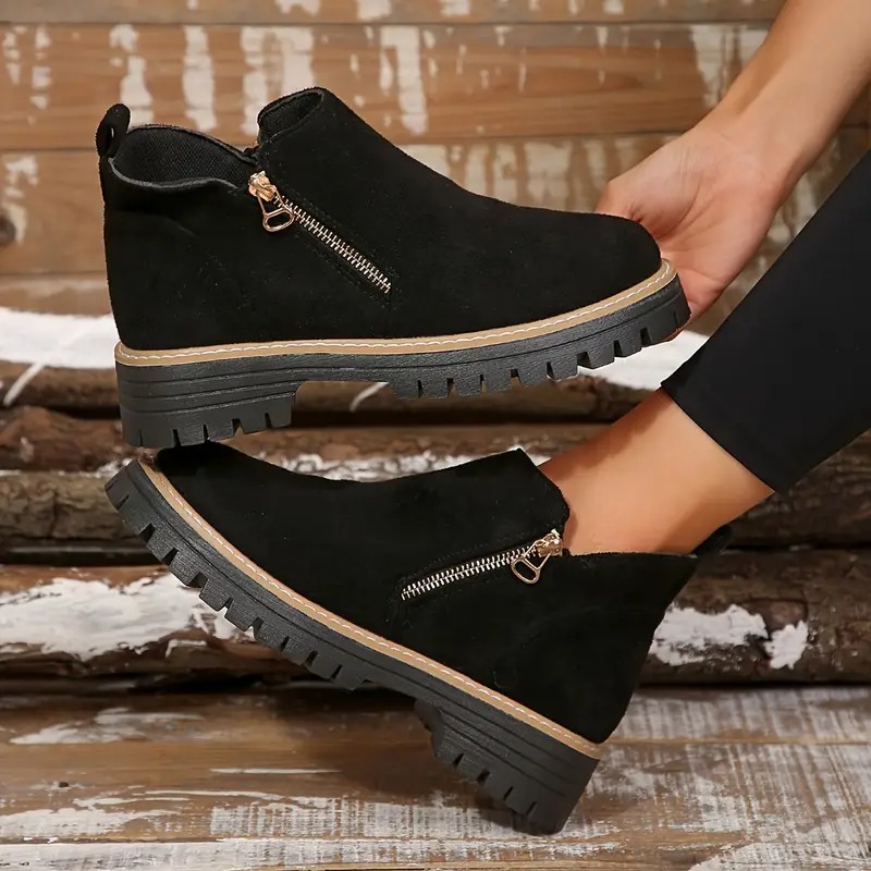 Women's Golden-Tone Zipper Ankle Boots