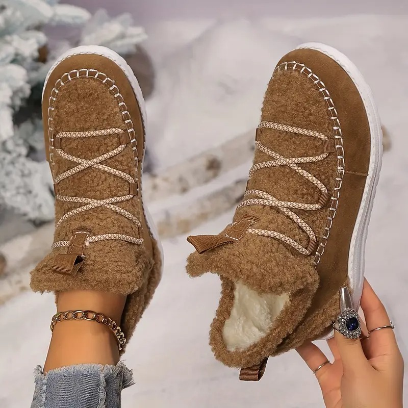 Women's Fluffy Plush Patchwork Boots