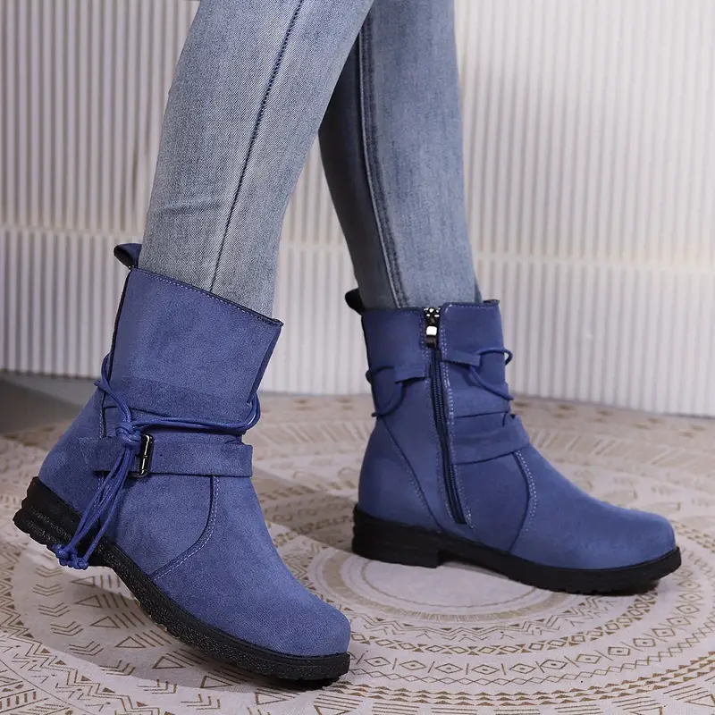 Women's Buckle Strap Decor Boots
