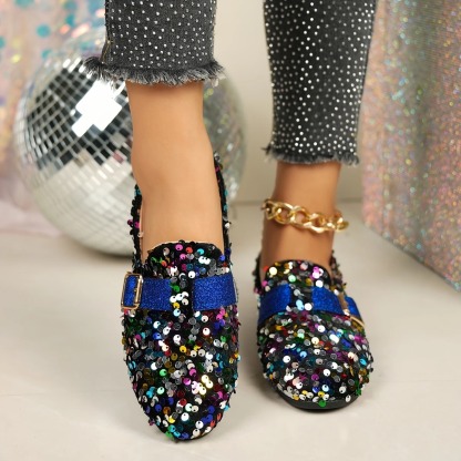 Women's Sequin Decorative Round Toe Flats