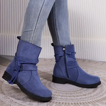 Women's Buckle Strap Decor Boots
