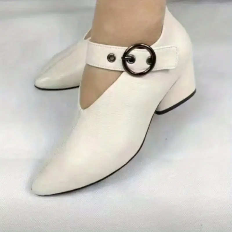 Leather Solid Color Versatile Sexy High Heels