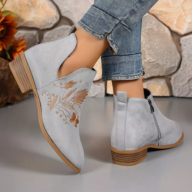 Women's Elegant Floral Ankle Boots
