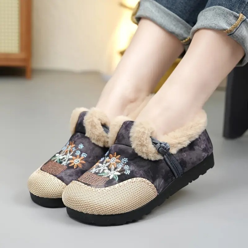 Women's Ethnic Floral Slip-On Boots