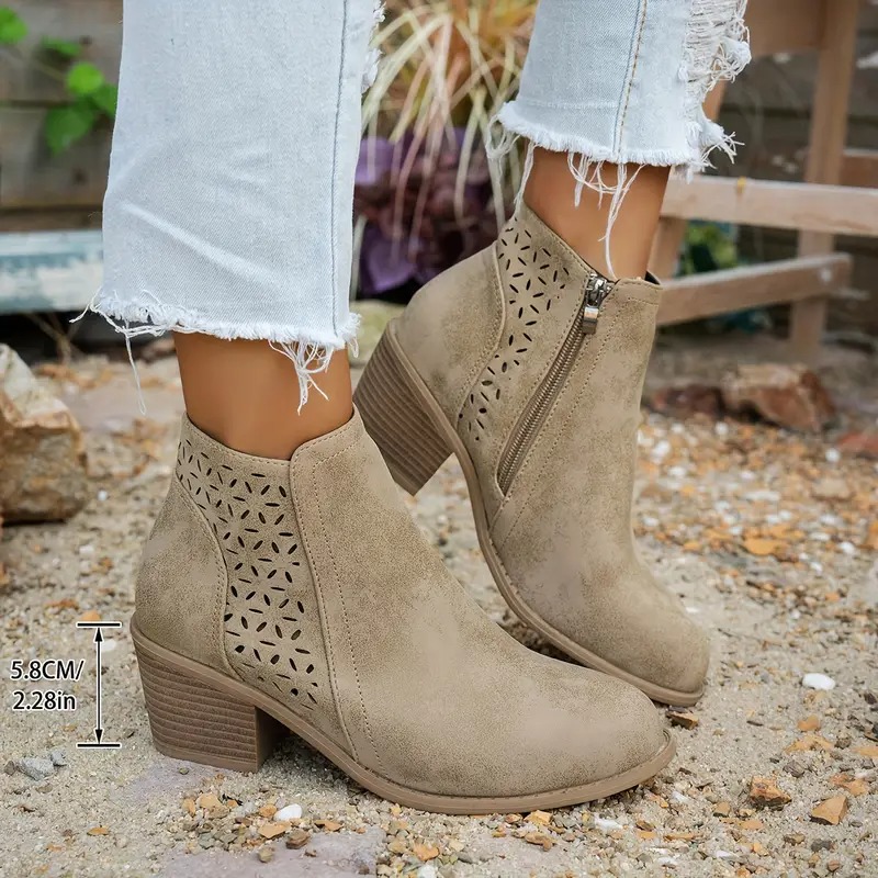 Women's Vintage Chunky Heel Ankle Boots