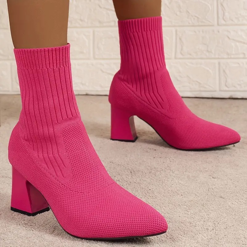 Womens High Heel Chunky Chelsea Boots