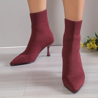 Elegant Solid Color Fabric Ankle Booties