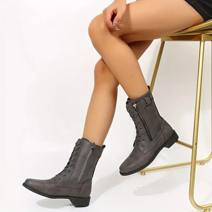Women's Retro Flat Combat Boots