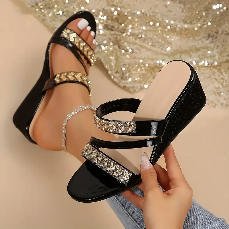 Rhinestone Decor Party Sandals