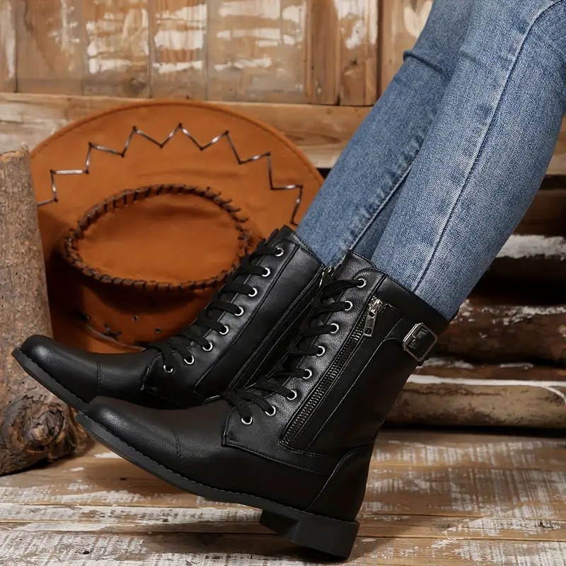 Women's Retro Chunky Sole Mid-Calf Boots