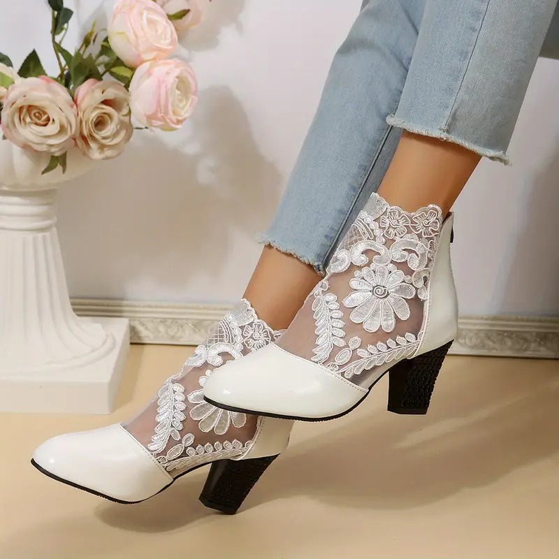Women's Floral Lace Ankle Boots