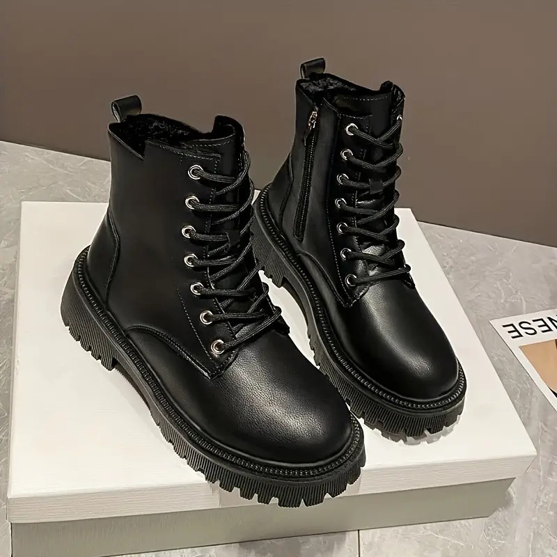 Women's Plush Lined Combat Boots