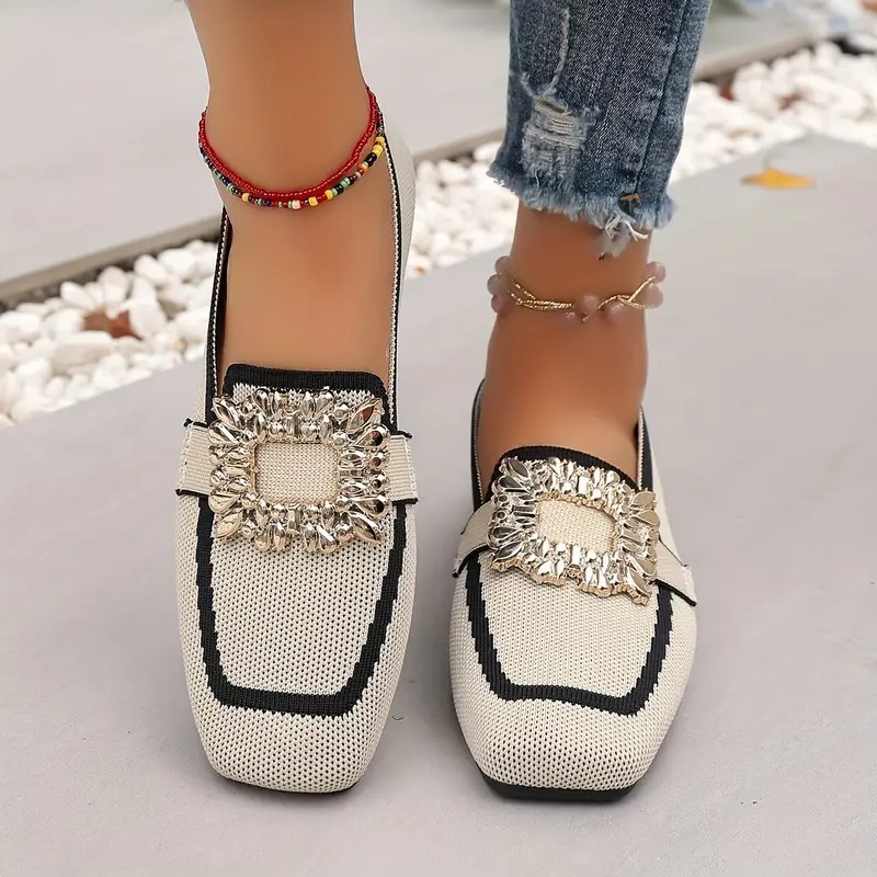 Women's Elegant Crystal Slip Flats