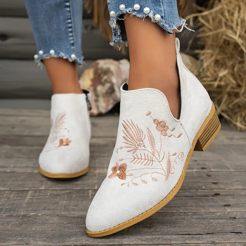 Women's Elegant Floral Ankle Boots