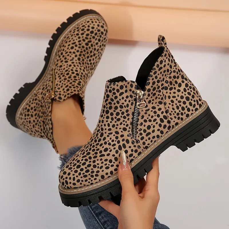 Women's Golden-Tone Zipper Ankle Boots