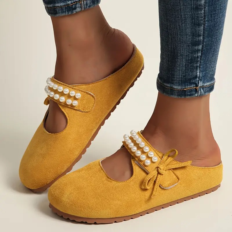 Women's Pearl Bow Mary Jane Flats