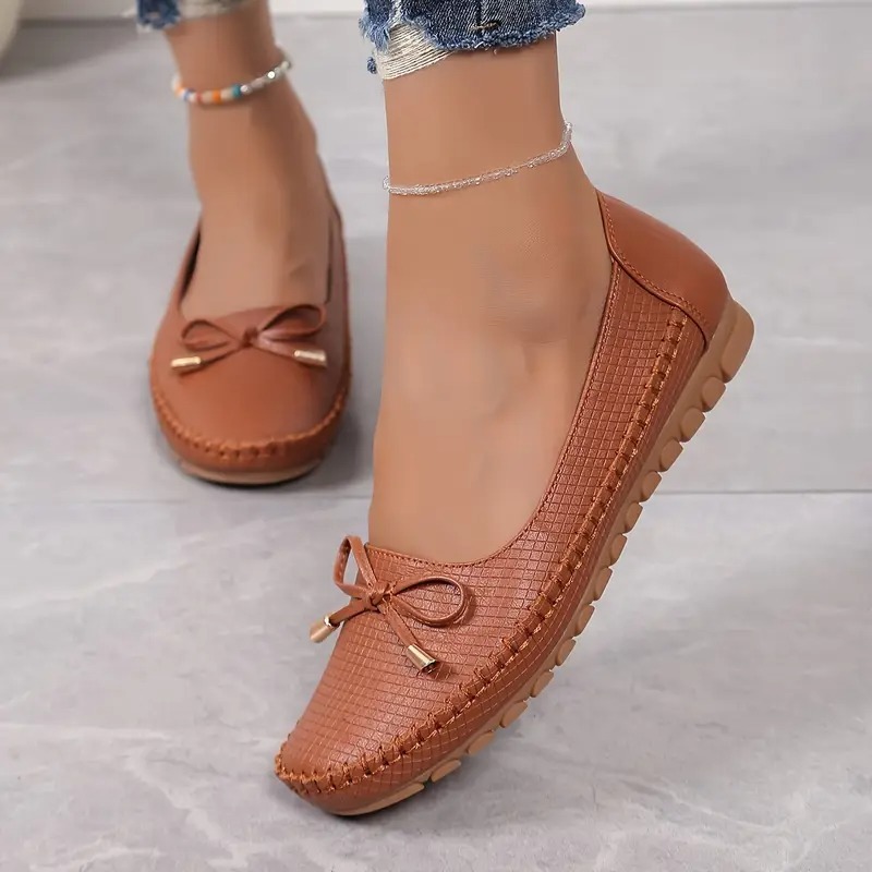 Women's Soft Sole Bow Flat Loafers