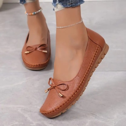 Women's Soft Sole Bow Flat Loafers