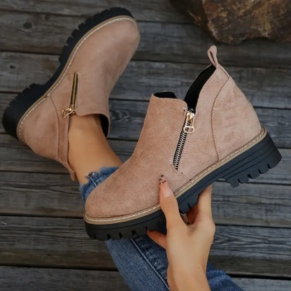 Women's Golden-Tone Zipper Ankle Boots