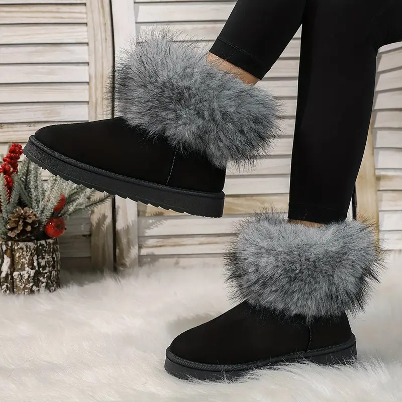 Thick Fur Trim Winter Snow Boots