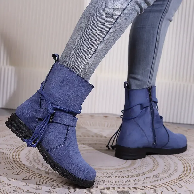 Women's Buckle Strap Decor Boots