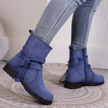 Women's Buckle Strap Decor Boots