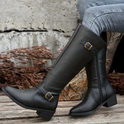 Comfy Chunky Heel Mid-Calf Boots