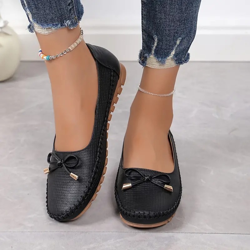 Women's Soft Sole Bow Flat Loafers