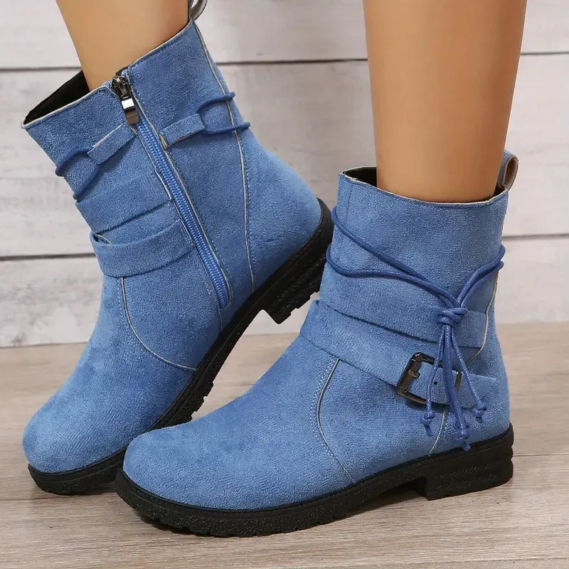 Women's Buckle Strap Decor Boots