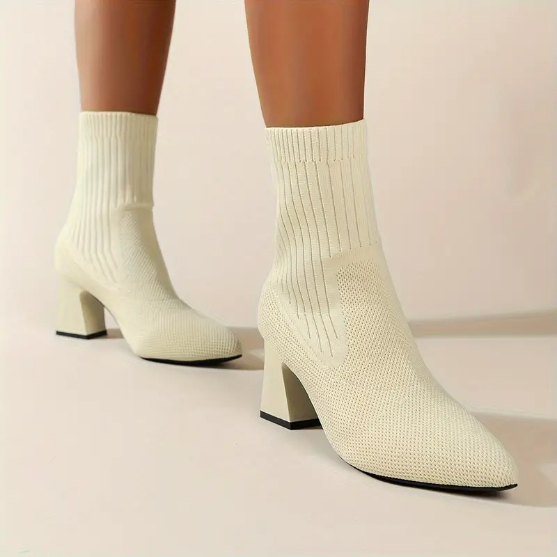 Womens High Heel Chunky Chelsea Boots