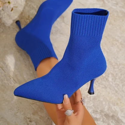 Elegant Solid Color Fabric Ankle Booties