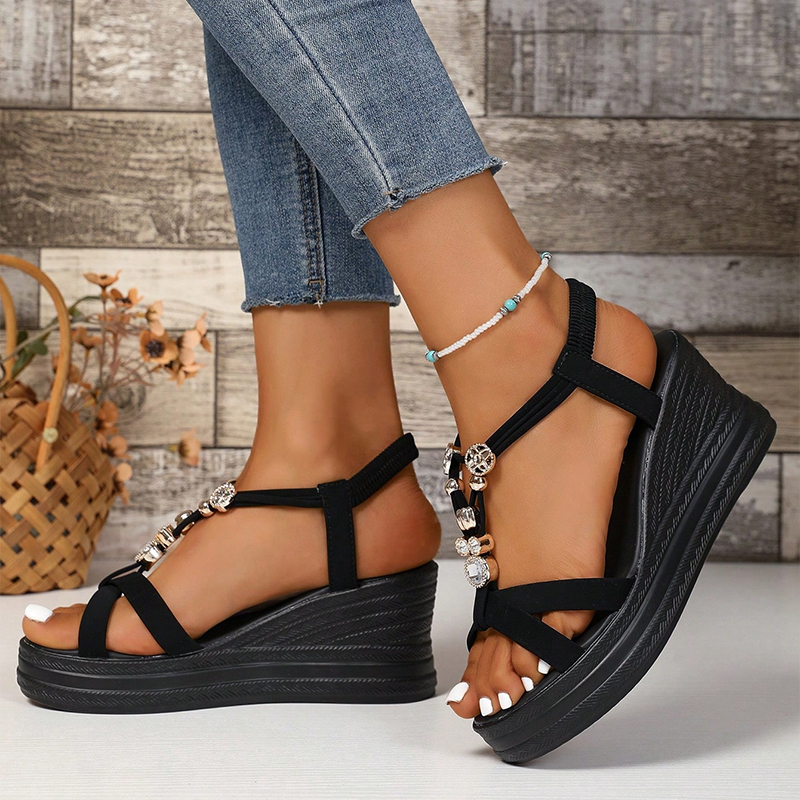 Bohemian Elastic Platform Wedge Sandals