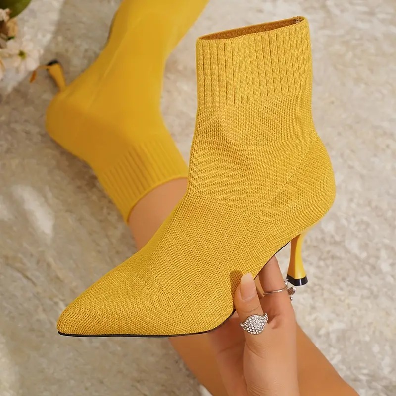 Elegant Solid Color Fabric Ankle Booties