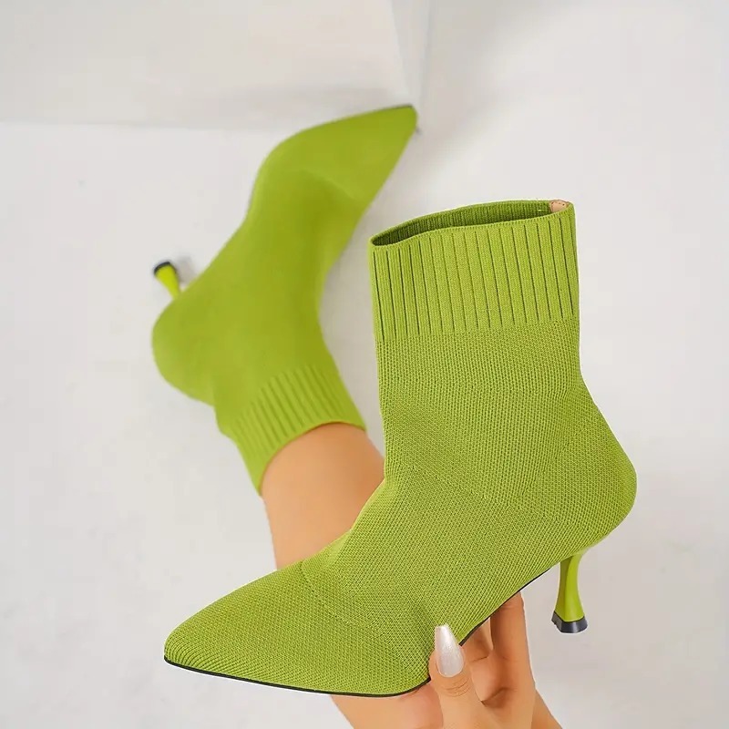 Elegant Solid Color Fabric Ankle Booties