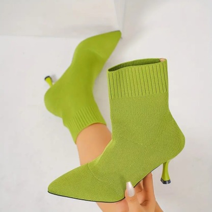 Elegant Solid Color Fabric Ankle Booties