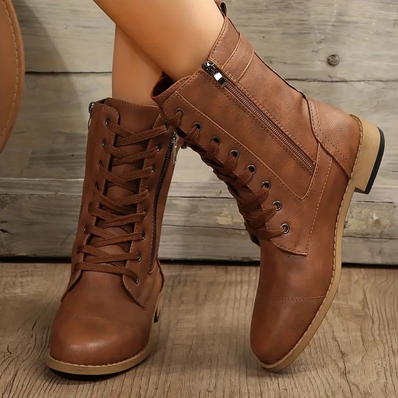 Women's Retro Flat Combat Boots