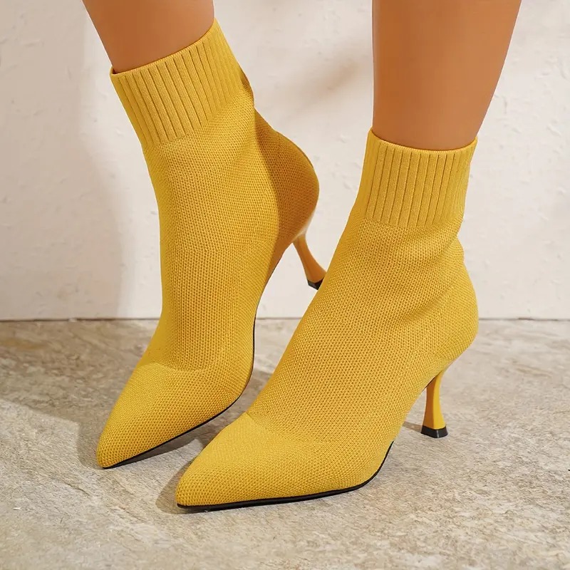 Elegant Solid Color Fabric Ankle Booties