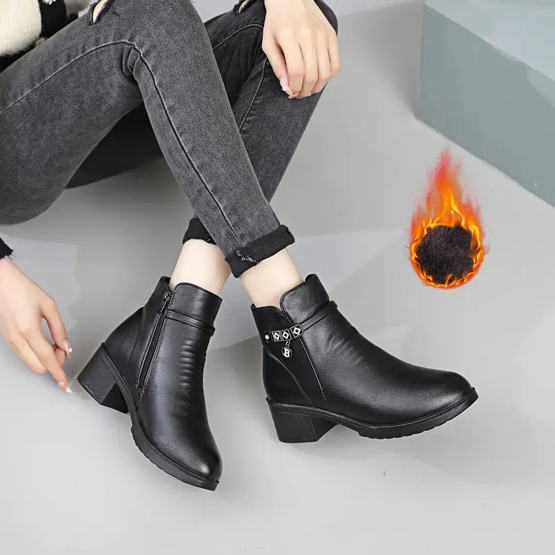 Winter Thick Heel Medium Heel Short Boots