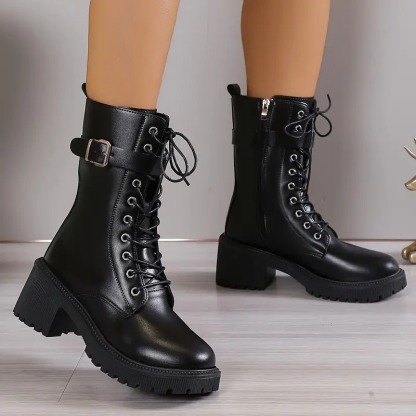 Women's Chunky Heeled Mid Calf Boots