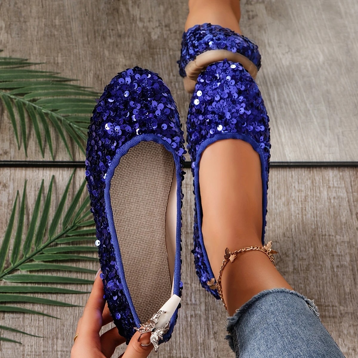 Women's Glitter Stylish Flat Shoes