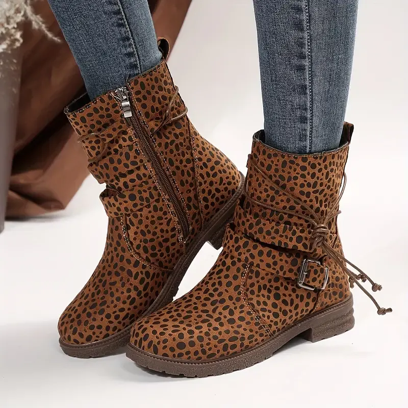 Women's Buckle Strap Decor Boots