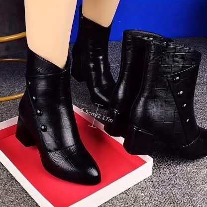 Stylish Women's Chunky Heel Pointed Toe Boots